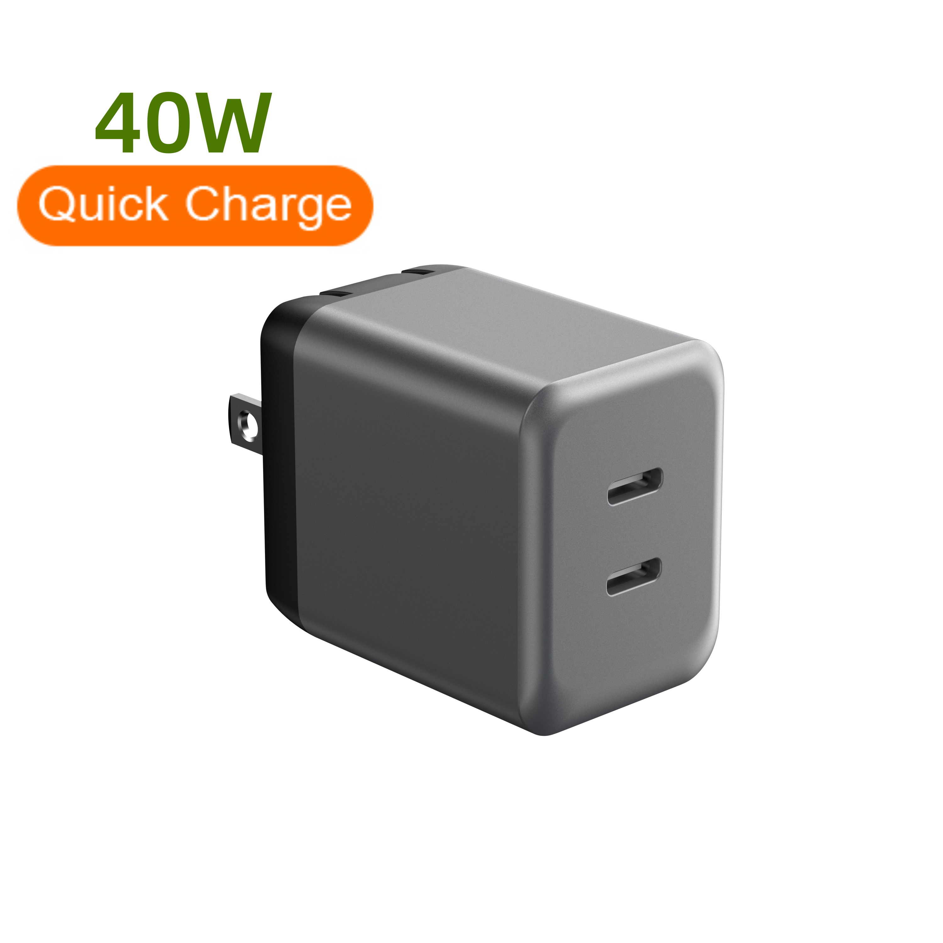  40W GaN Tech PD Portable Adapter 2Type-c Ports US EU UK AU KR Plug Fast Travel Charger for iphone 16