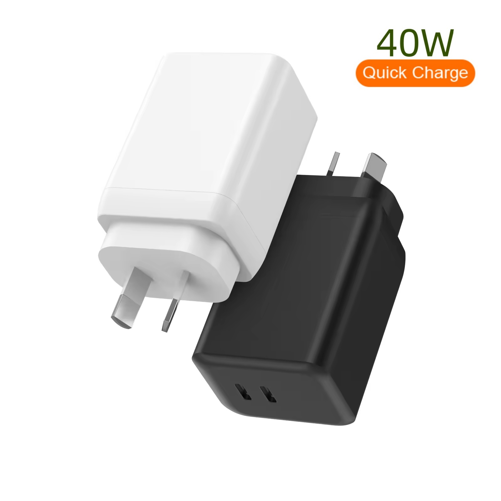  40W GaN PD Portable Adapter 2Type-c Ports US EU UK AU KR Plug Fast Travel Charger for iphone 16